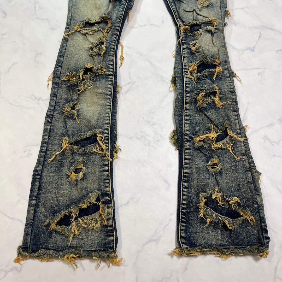 バラバサス valabasas ハードクラッシュスキニーフレアデニム 新品30