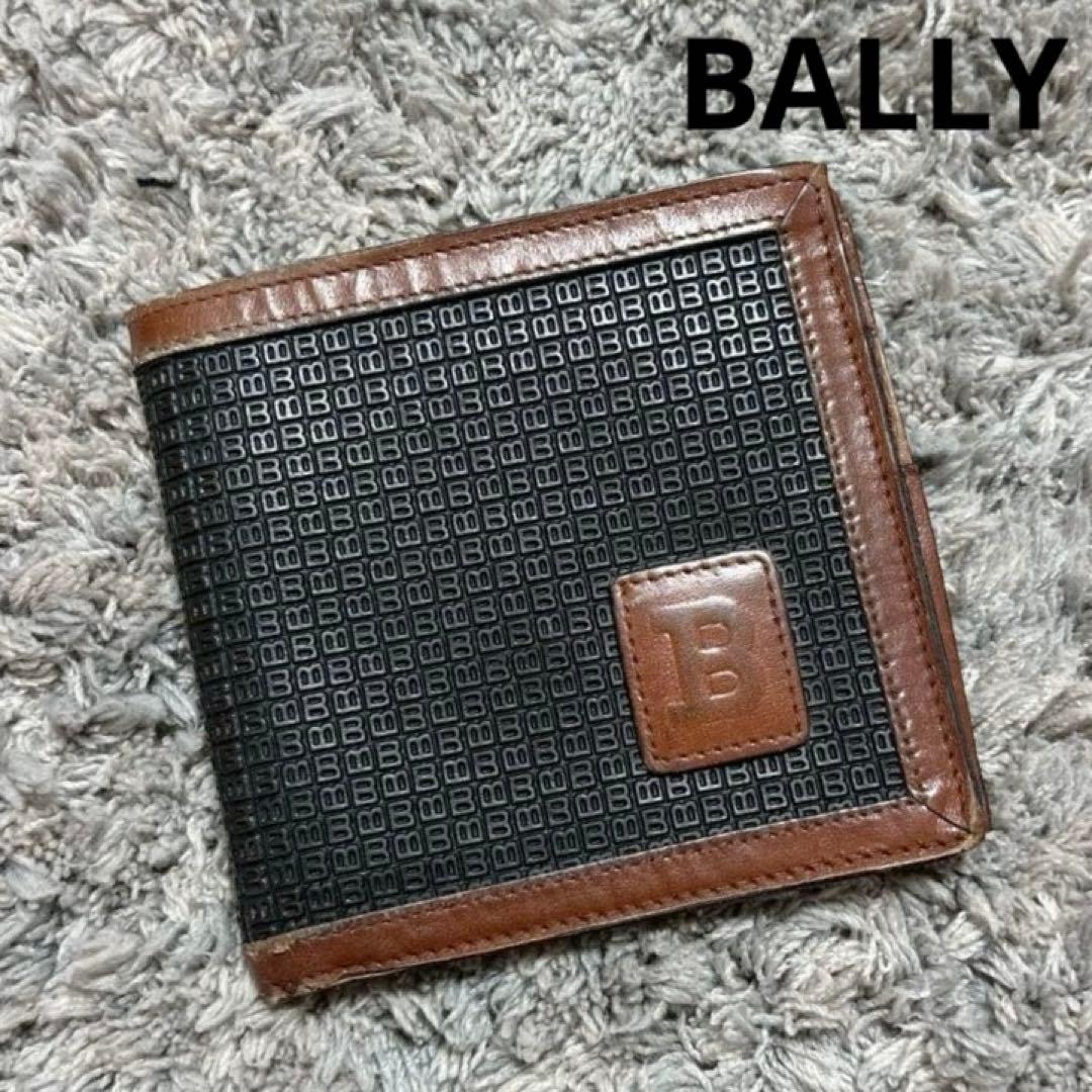 BALLY バリー 二つ折り財布 レザー ブラック×ブラウン - メルカリ