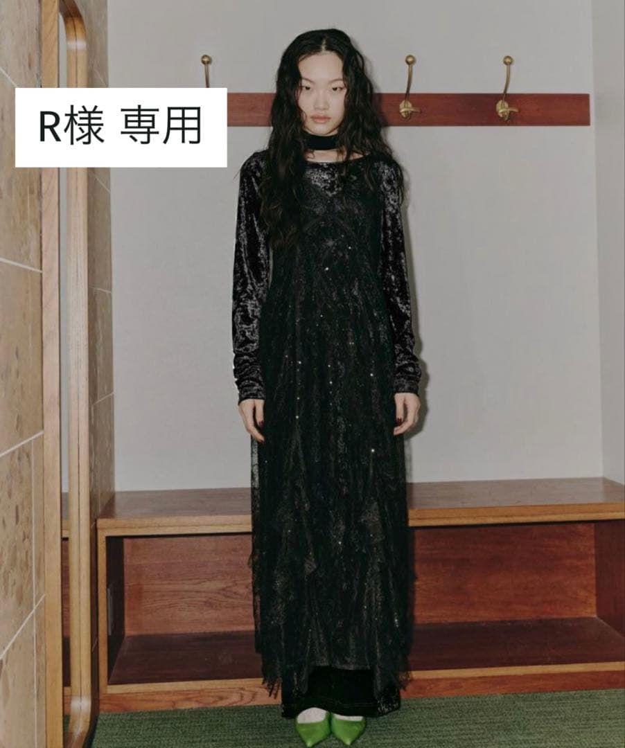 【R】ANDRESD　sparkle lace velour dress sparkle lace velour dress | ANDRESD