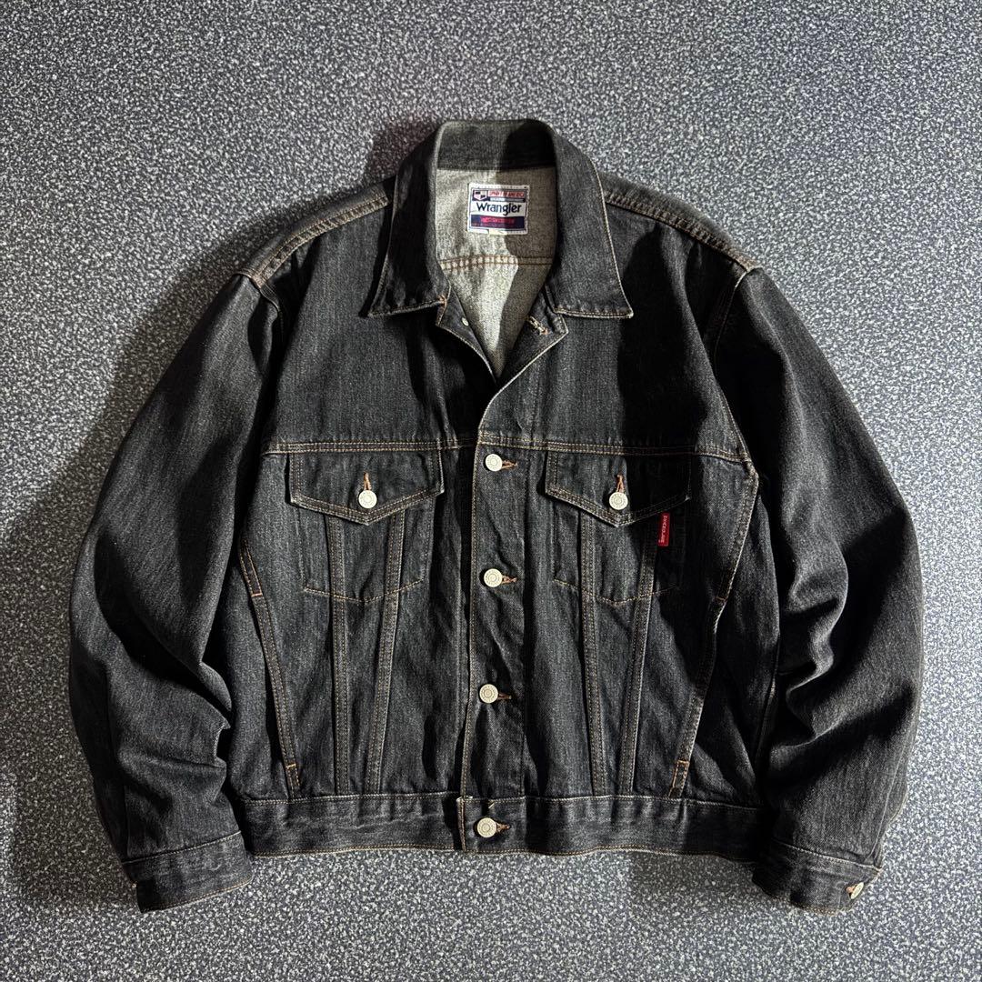 90s wrangler black denim trucker jacket - メルカリ