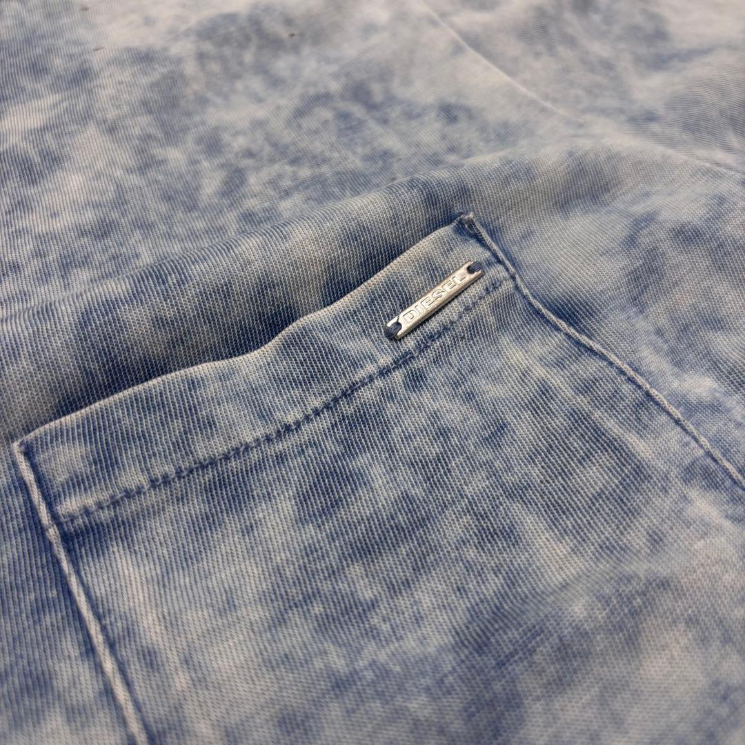 DIESEL ダメージ加工 ブルー Tシャツ Y2K ディーゼル 平成 グランジ