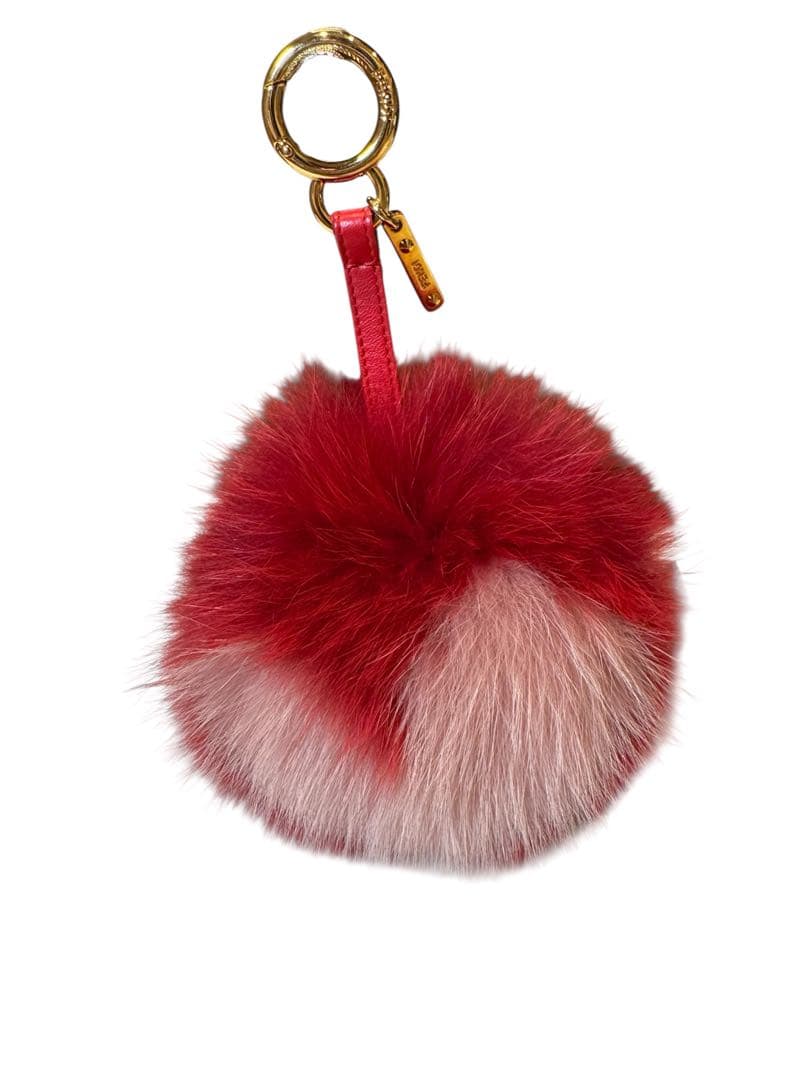 Fendi ボンボン型キーホルダー 赤・ピンク FENDI フェンディ ハート ポンポンファー バッグチャーム キーホルダー