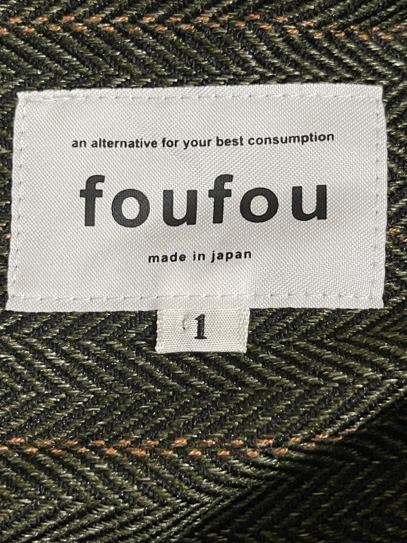 美品foufou フーフー オープンカラーヘリンボーンワンピース1 - メルカリ