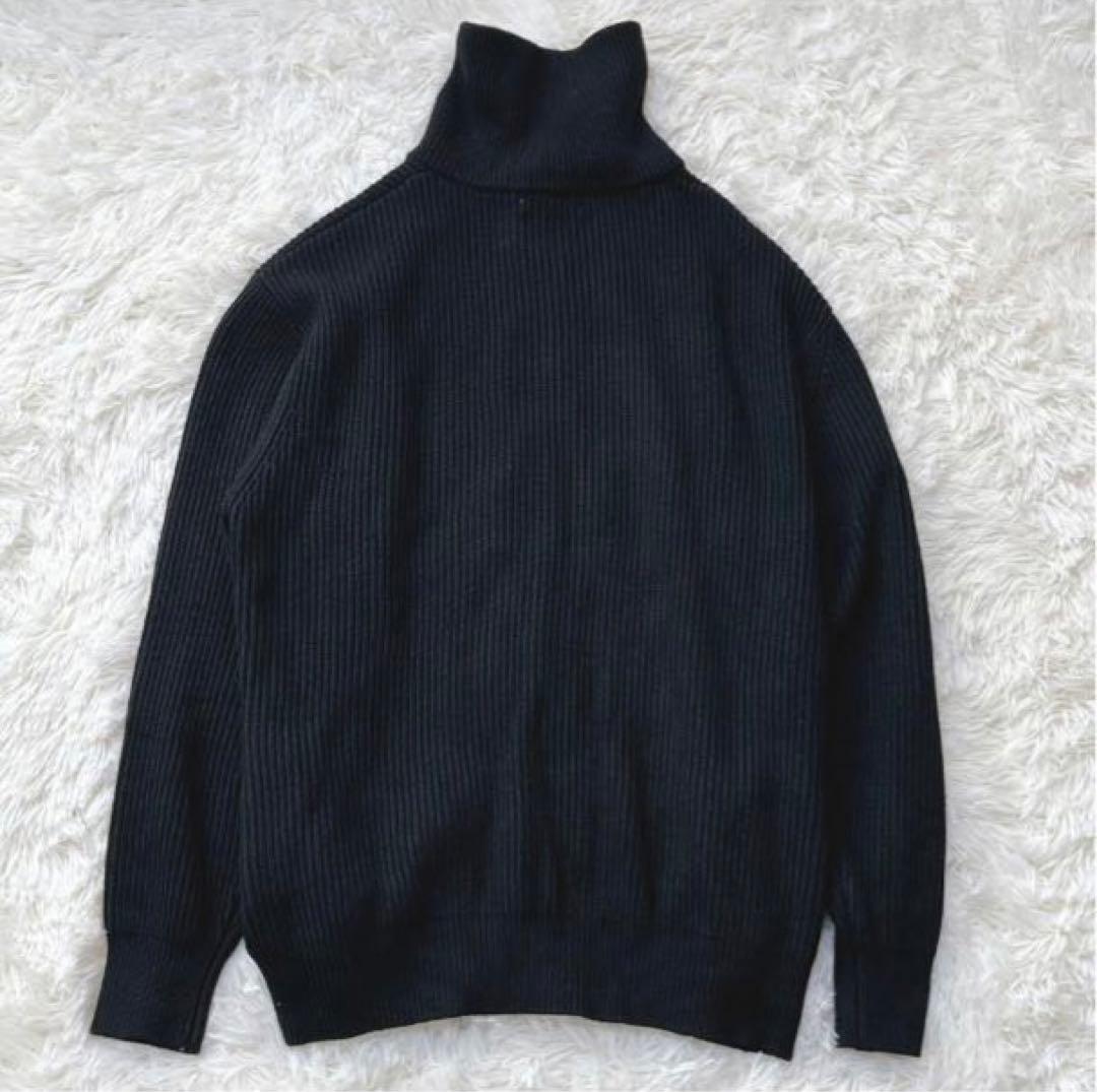 ZARA ドライバーズニット リブ編み フルジップ ダブルジップ 羊毛 L