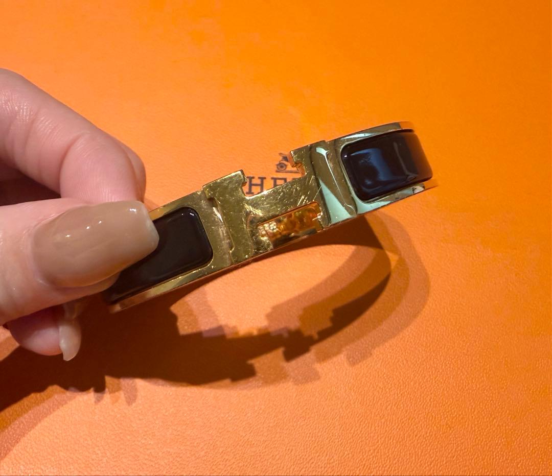 HERMES エルメス クリックH ブレスレット ゴールド×ブラック　箱あり エルメス Hermes ブレスレット バングル クリックH ブラック ゴールド