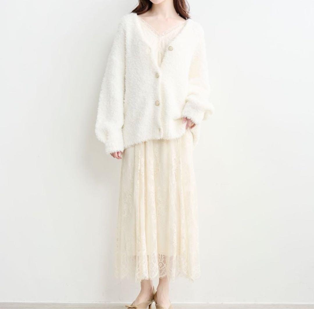 最安値COCODEAL ニットカーデ✖️レースキャミワンピース ニットカーデ×レースキャミワンピース｜PETAL ONLINE（ペタルオンライン）