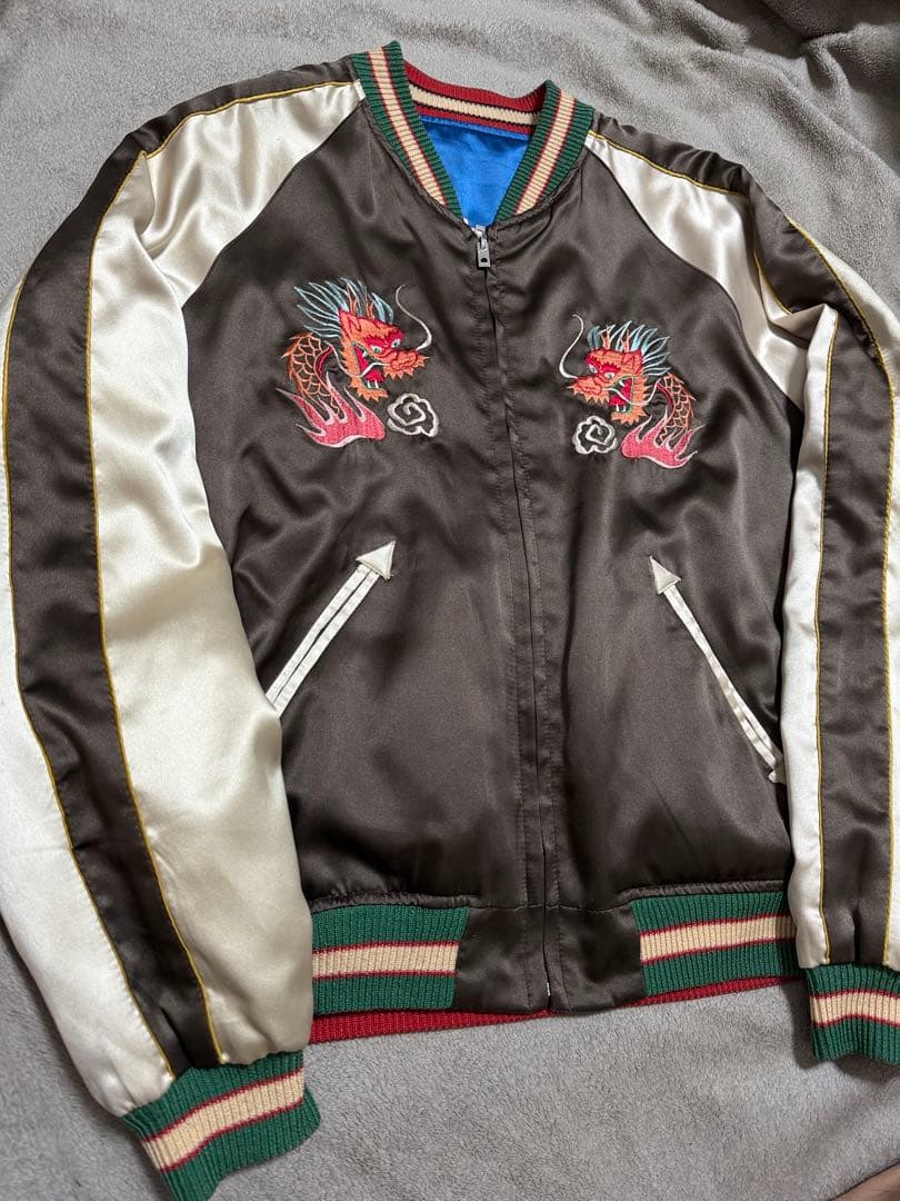 2面用 テーラー東洋 ワシ 龍 日本限定 スカジャン サテン vintage