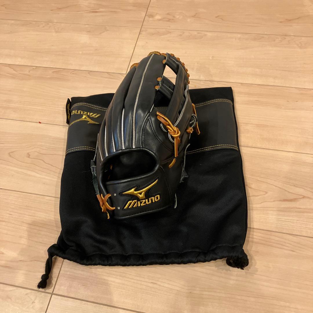 Mizuno 軟式グローブ ブラック/オレンジ 収納袋付き MIZUNO（ミズノ） ジュニア軟式グローブ ジュニアソフトボールグローブ
