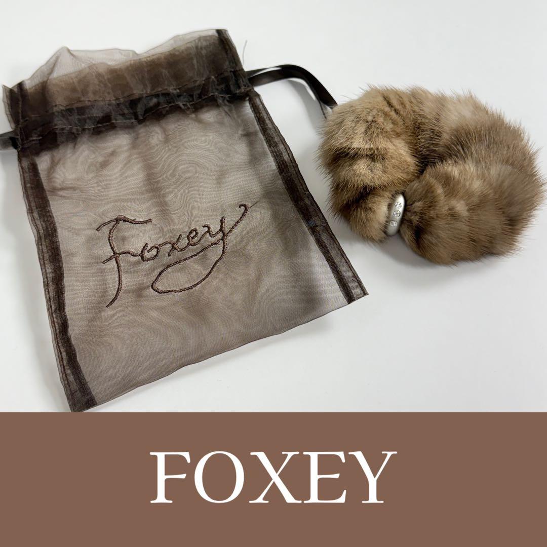 新品✨フォクシー ミンクファー ブレスレット シュシュ アクセサリー ブラウン ミンク ファー シュシュ 大きめ 日本製 ヘアゴム ヘアアクセサリー 黒