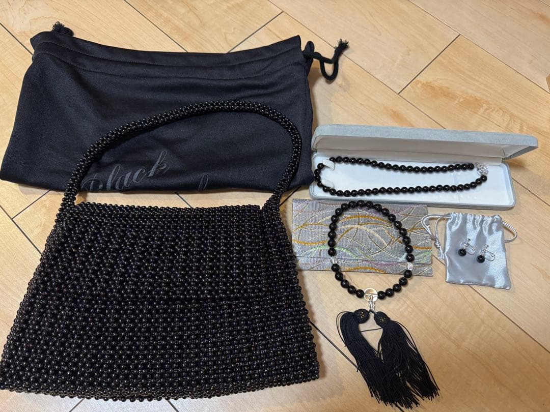 未使用 最高級黒珊瑚ハンドバッグ 手作り工芸品 4点セット 坂本珊瑚 冠