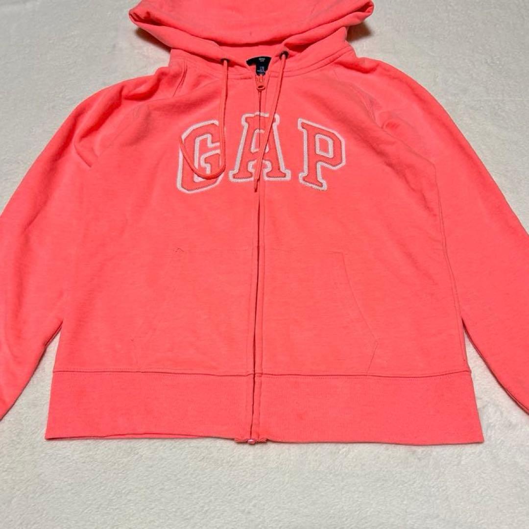 00s oldgap 激レアカラー 蛍光ピンク ロゴ 短丈 ジップパーカー Gap