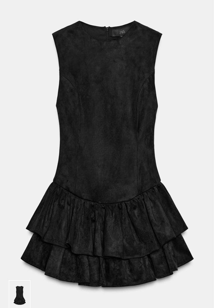 ZARAフリル付きノースリーブミニワンピース フリルディテールショートワンピース - チョコレート | ZARA Japan / 日本