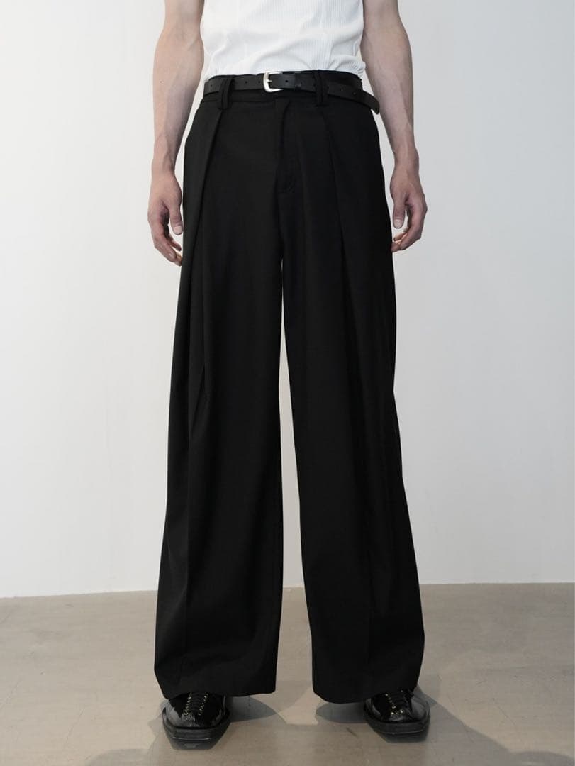 【CS】Cross tuck drape slacks サイズ1 pickup item】 stripe cross tuck drape slacks (brown) #cs