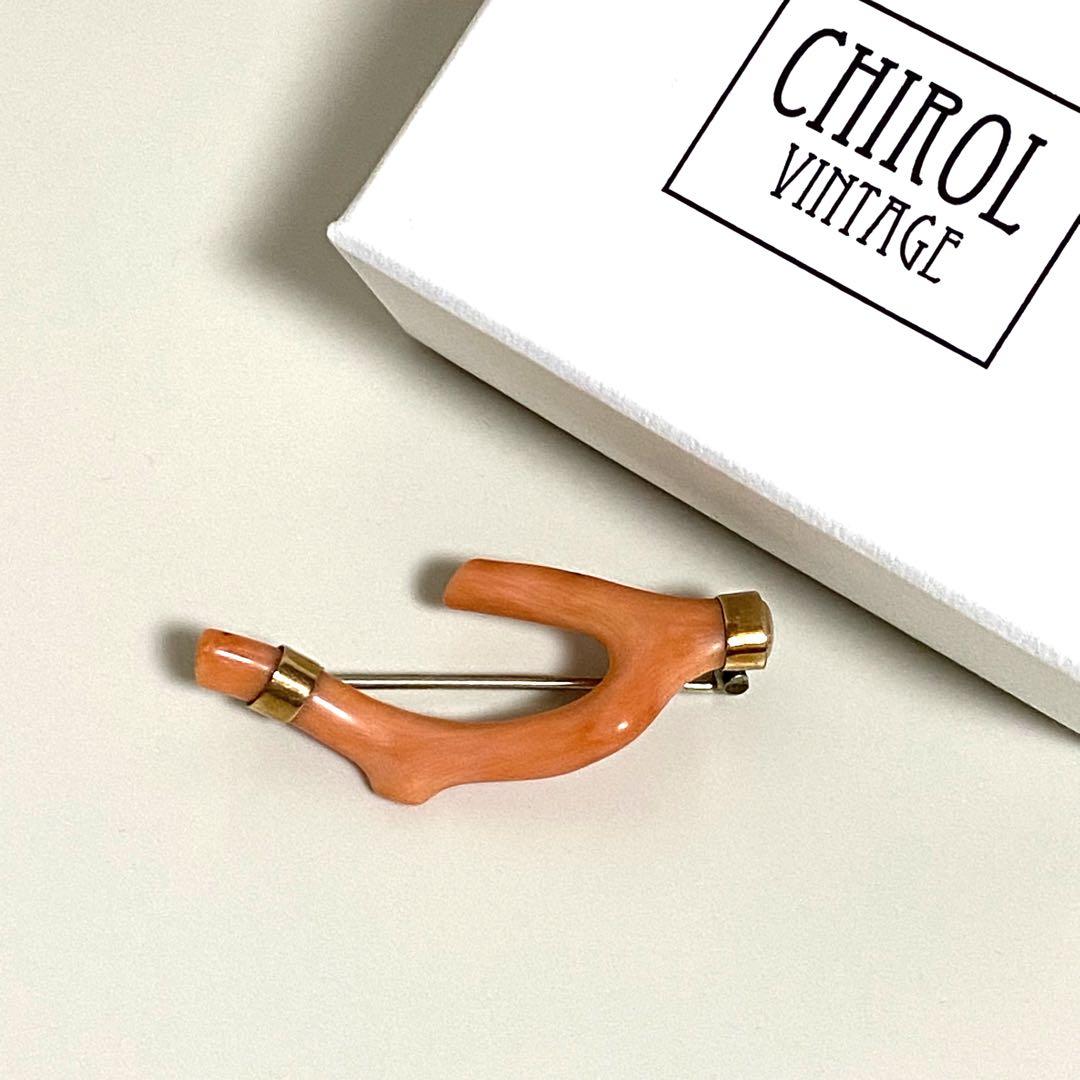 CHIROL VINTAGE ブランチブローチ ナチュラルコーラル 15K GD - メルカリ