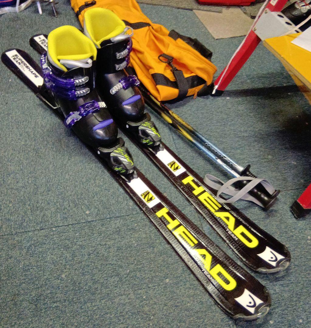 メンテナス済…調整済 HEAD TEAM スキー板とブーツ 117cm…23cm HEAD（ヘッド） SUPER SHAPE TEAM ＆ HART QUEST TEAM 板＋