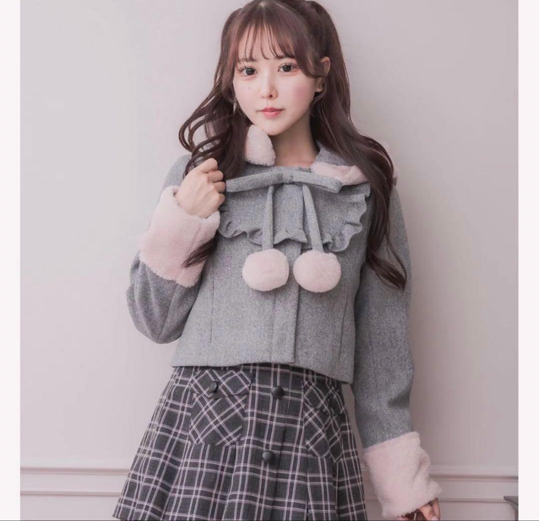 pium ♡ ファーリボンヨークフリルショートコート ファーリボンヨークフリルショートコート – pium