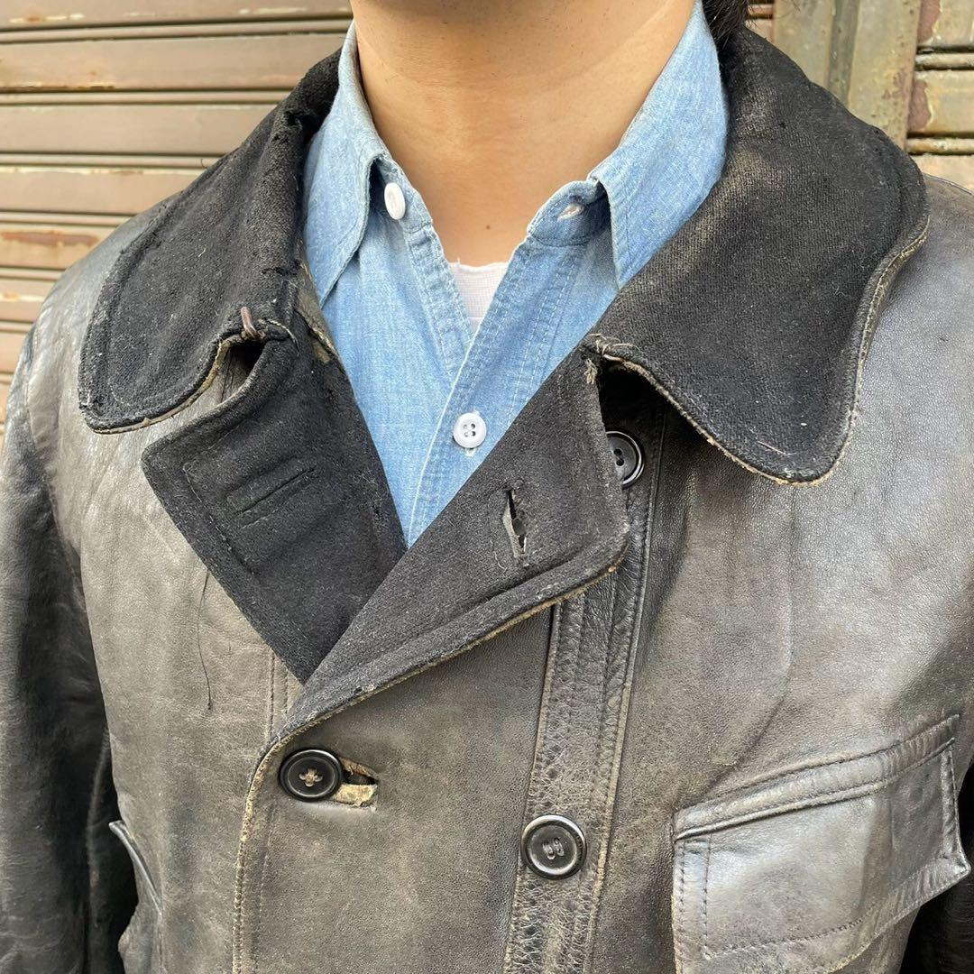 40s Noel Cuir フランス製 コルビジェジャケット ウール襟 L - メルカリ