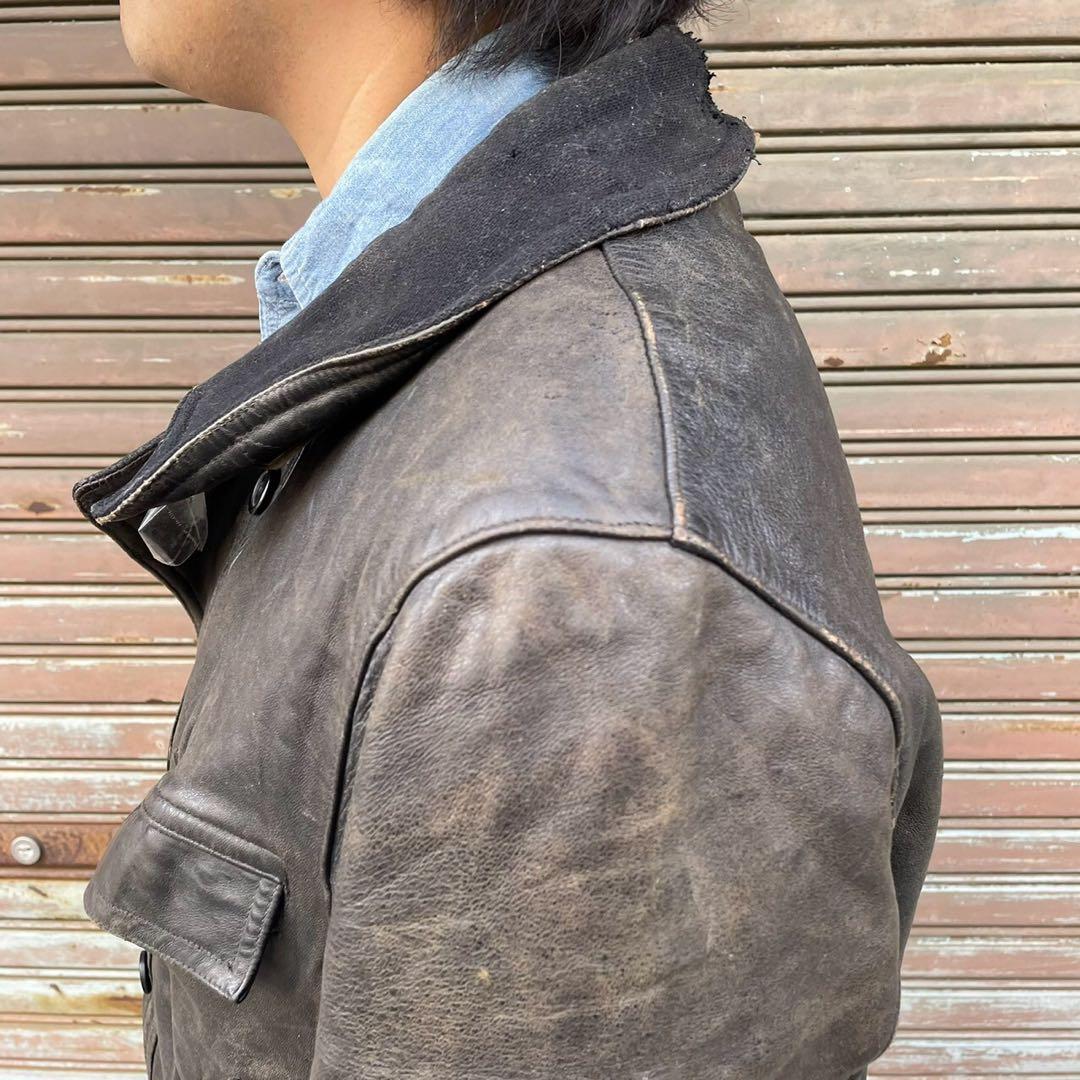 40s Noel Cuir フランス製 コルビジェジャケット ウール襟 L - メルカリ
