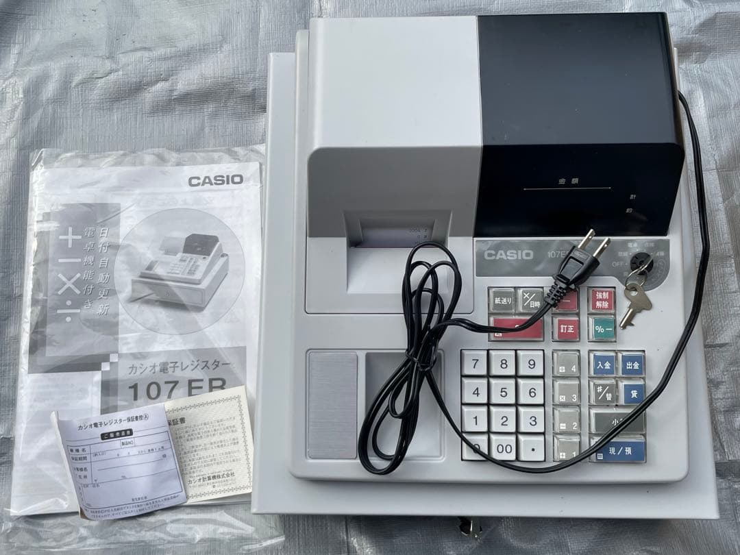 動作品】CASIO カシオ電子レジスター 107ER 本体・鍵・取扱説明書付