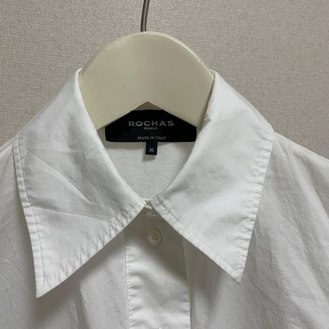 ROCHAS パワーショルダー シャツブラウス 36 ホワイト ロシャス 白 S