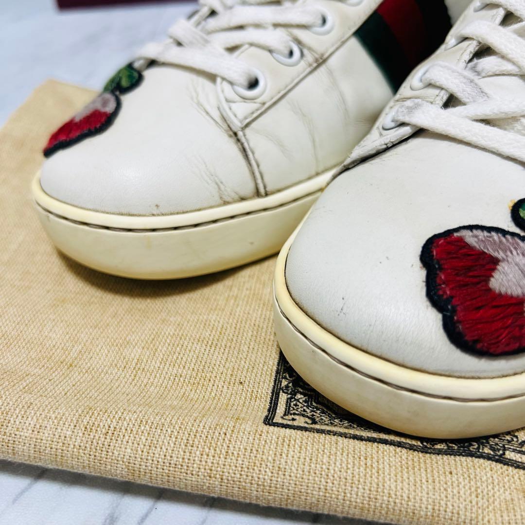 箱付き○ GUCCI エース 刺繍 フローラル シェリーライン 23.0相当
