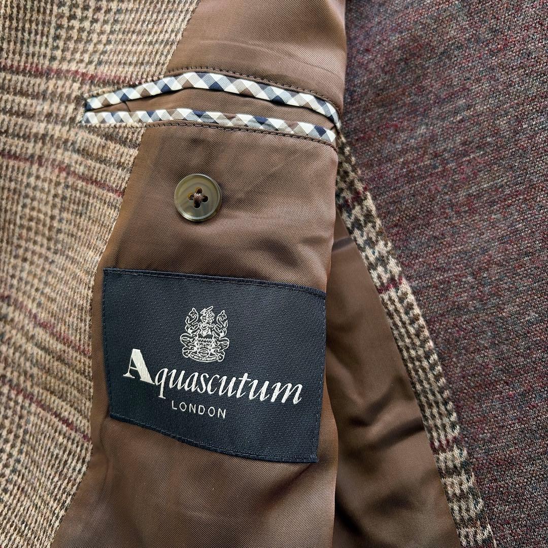 Aquascutum テーラードジャケット やや厚手 グレンチェック 秋冬