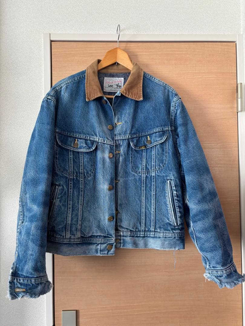 70s80sLee Storm Rider デニムジャケット 古着 70-80s USA製 Lee STORM RIDER 濃紺 デニム ボア ランチ ロング