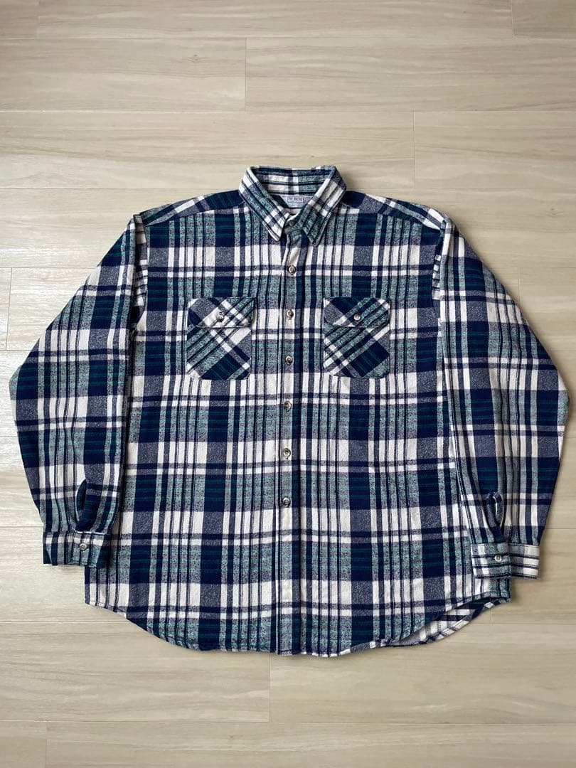 80s ファイブブラザー USA製 ネルシャツ 2XL ネイビー ホワイト 美品 USA製 80s FIVEBROTHER ファイブブラザー ネルシャツ 長袖シャツ