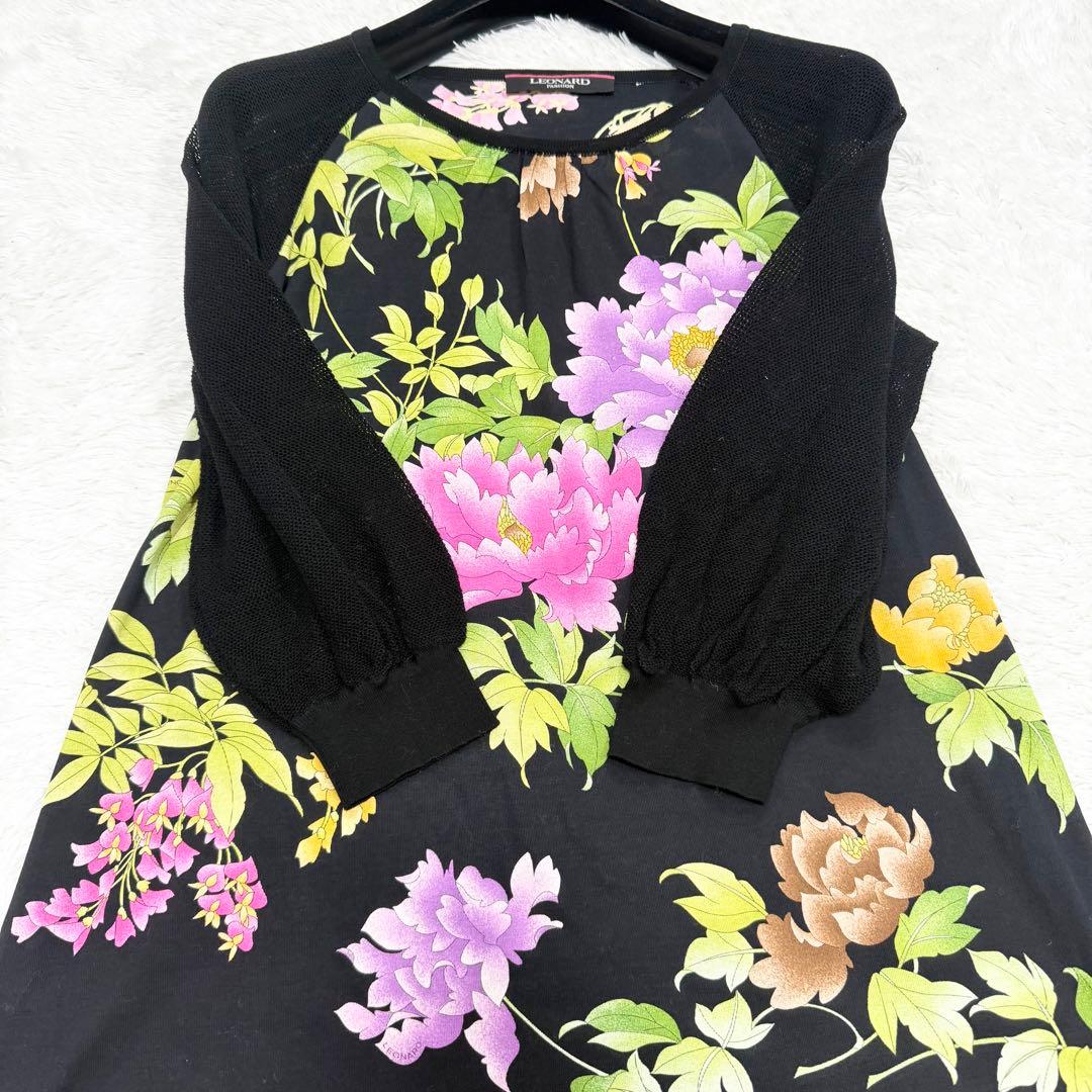 極美品✨】レオナール チュニック トップス 花柄 トリム M S115319545