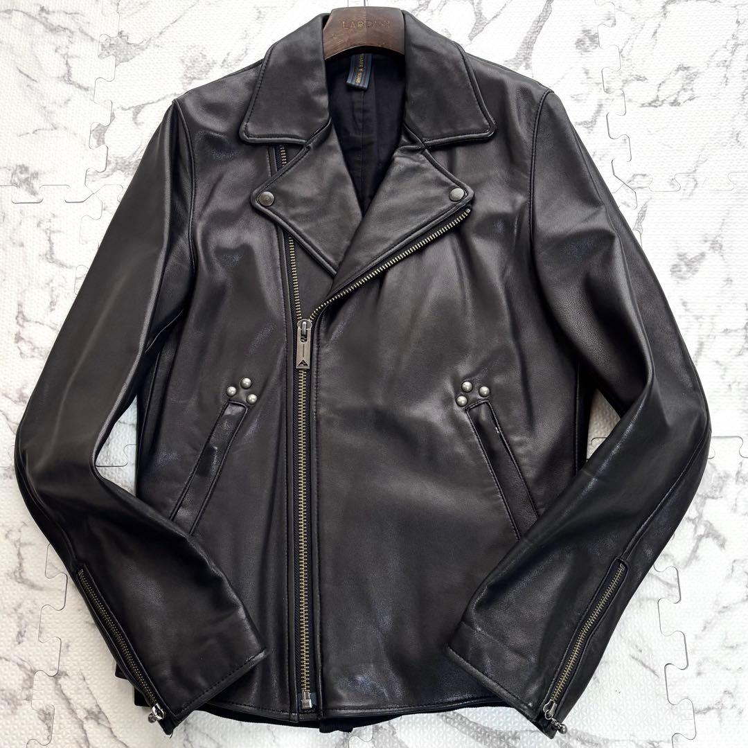 美品✨ミハラヤスヒロ ラムレザー ダブルライダースジャケット 黒 46