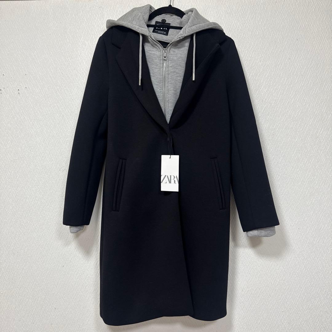 ZARA デタッチャブルフード コントラストコート XSサイズ - メルカリ