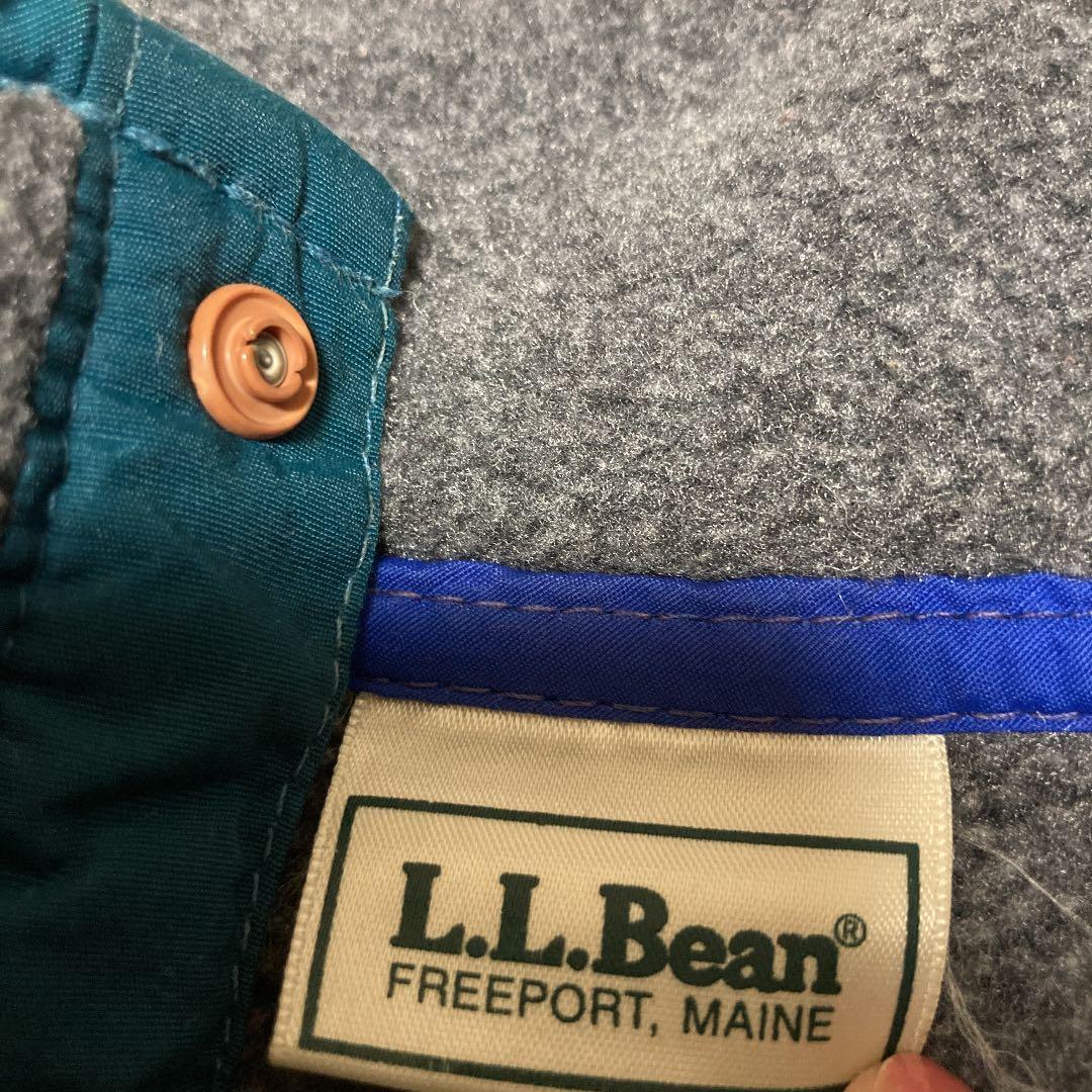 希少 80s-90s L.L.Bean ハーフスナップ フリース 筆記体ロゴ刺繍