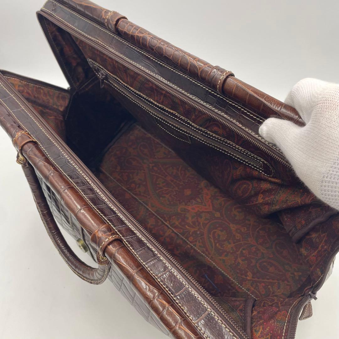 美品】LOEWE エンリケロエベナッペ クロコ型押し 大容量 ボストン