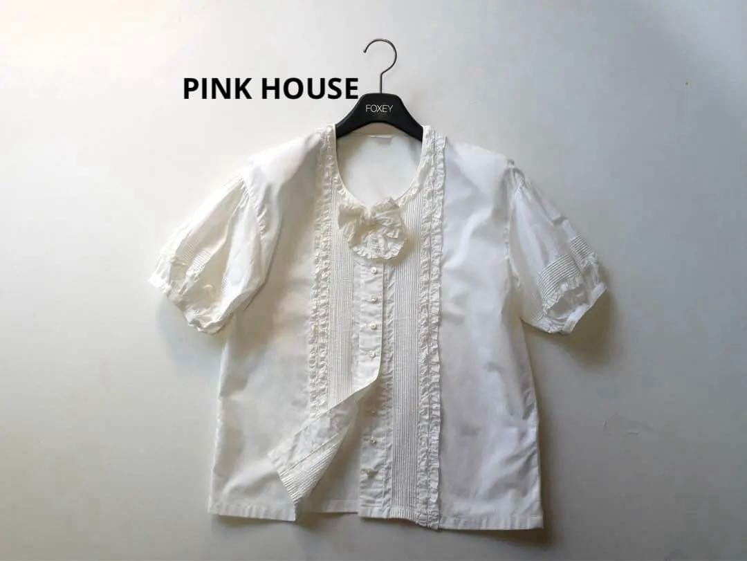 PINK HOUSE ピンクハウス フリル リボン 半袖 ブラウス M - メルカリ