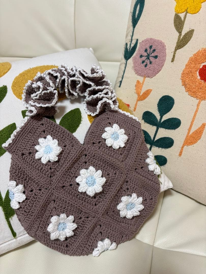 ハンドメイド グラニーバッグ かぎ針編み 花 グラニースクエア