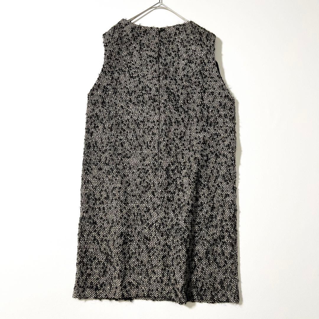 3361【美品】アドーア ノースリーブワンピース ツイード ヘリンボーン