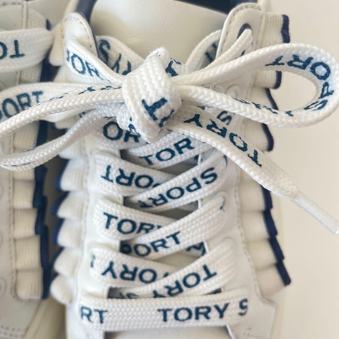人気】TORY SPORT フリルデザイン ホワイト ローカットスニーカー