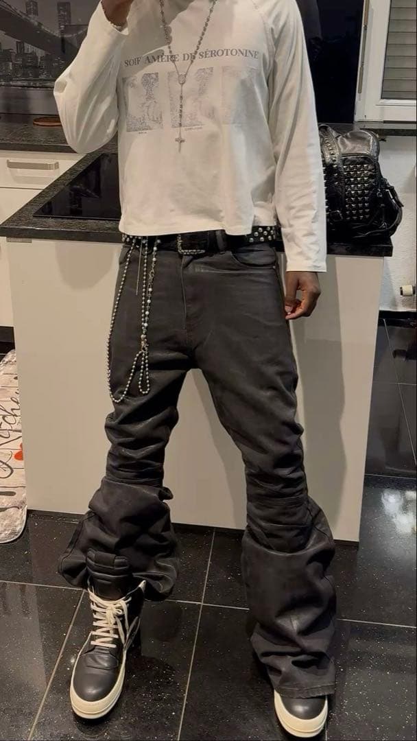 RICK OWENS bolan風 ワックスコーティングフレアデニム - メルカリ