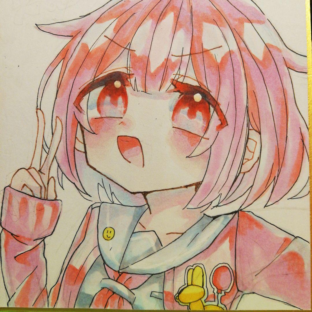 ☆プロセカ☆鳳えむ☆手描きイラスト☆ファンアート☆ミニ色紙☆1点