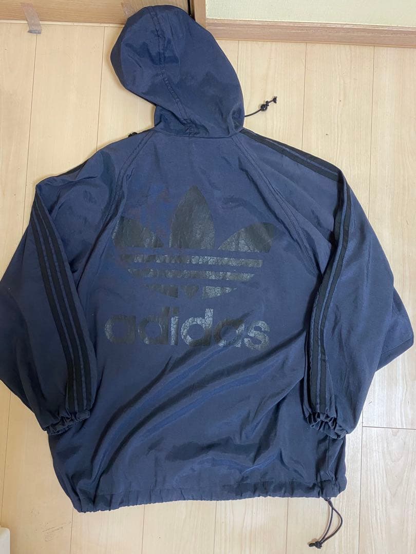 90s adidas（アディダス）ナイロン アノラックパーカー/ネイビー