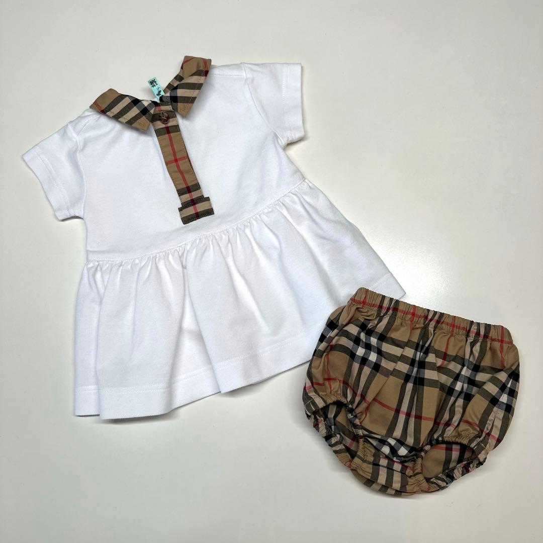s様【美品】BURBERRY ワンピース　パンツセット62 ノバチェック現行タグ 美品☆バーバリー ブルーレーベル ワンピース ダブル ベルト ノバ