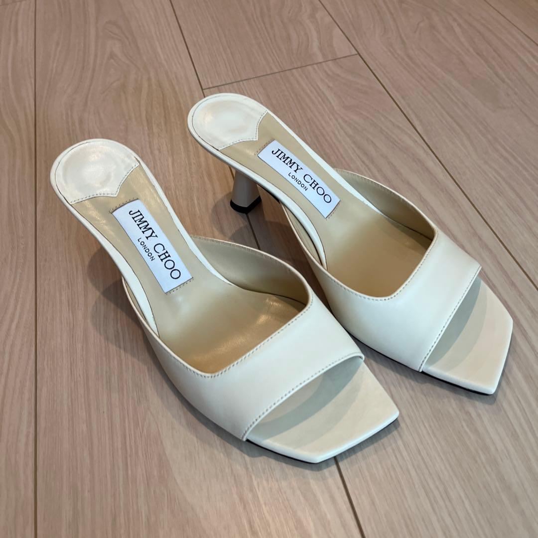 JIMMY CHOO ホワイト ミュール 約6cmヒール 楽天市場】ジミーチュウ サンダル ミュール フラットシューズ ホワイト