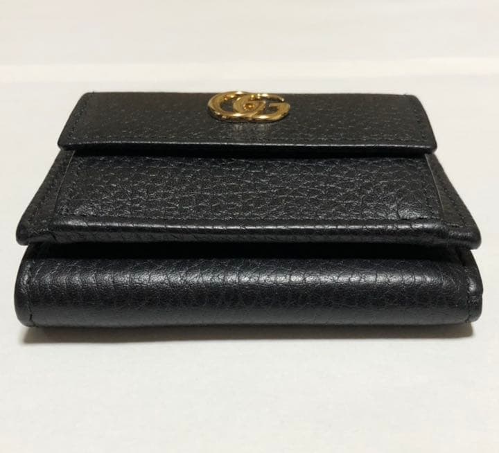 グッチ/GUCCI GGマーモント 黒 レザー 三つ折り 財布