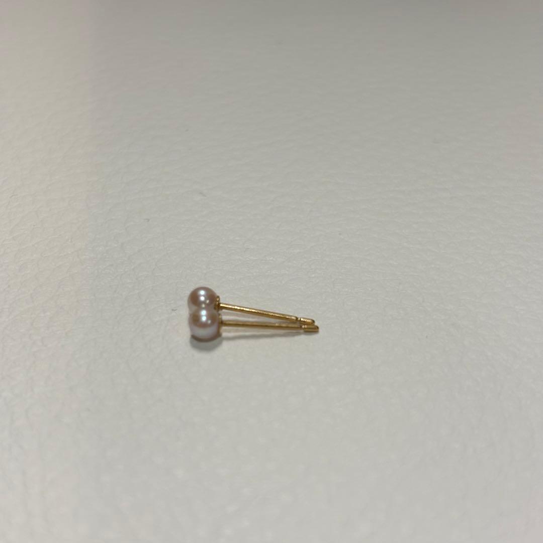 499 パールピアス　あこや真珠　3.2+3.3mm K18YG