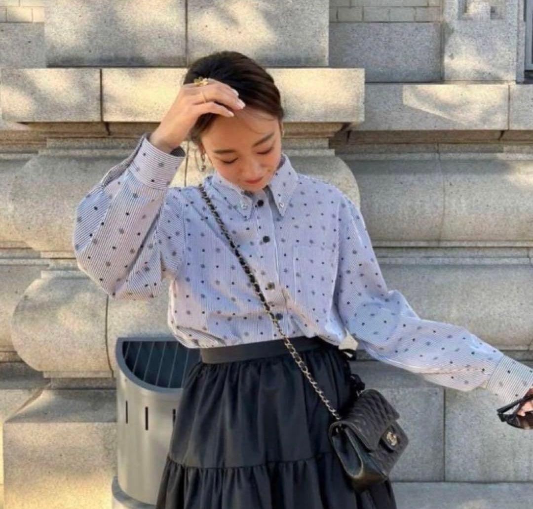 ロージーモンスター ハート ロゴ ストライプ シャツ ブラック DUNGAREE STRIPE DRAW CORD LS SHIRT /ダンガリーストライプドロー