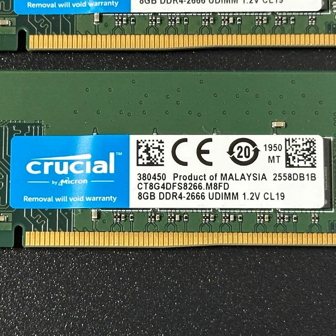 動作保証】DDR4-2666 16GB(8×2) Crucial 136-1 - メルカリ