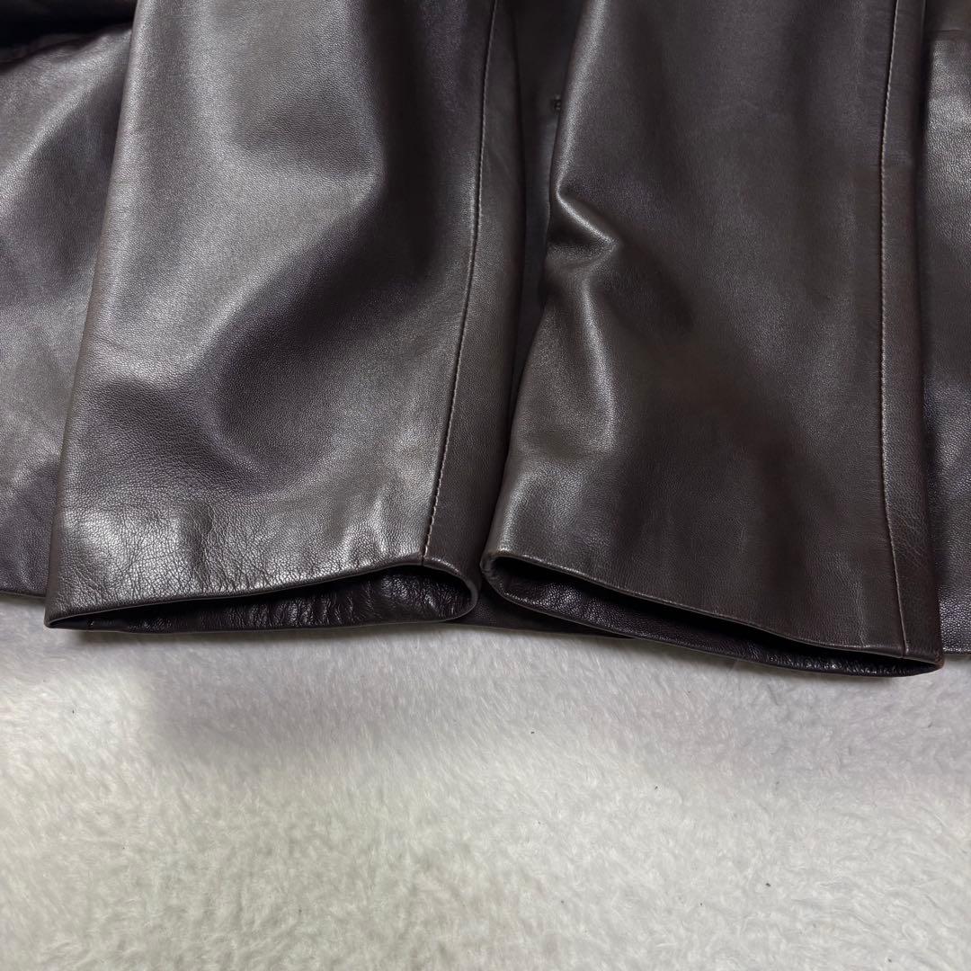 PIERRE BALMAIN ラムレザー ノーカラージャケット 日本製 裏地柄
