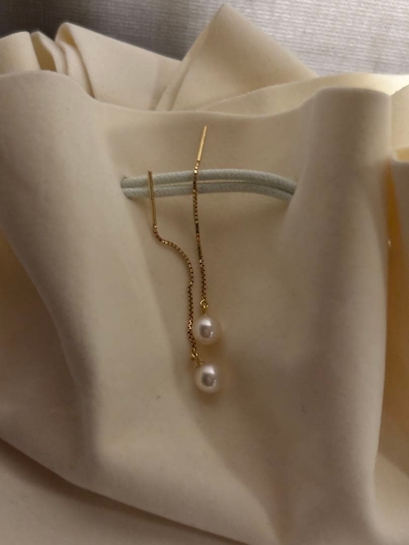 TASAKI パール付きゴールドチェーンピアス - メルカリ