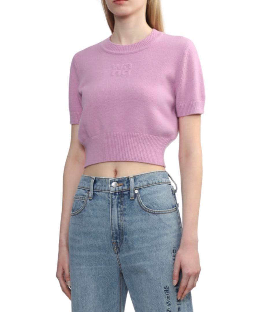 alexanderwang.t ピンク クロップドTシャツ 半袖