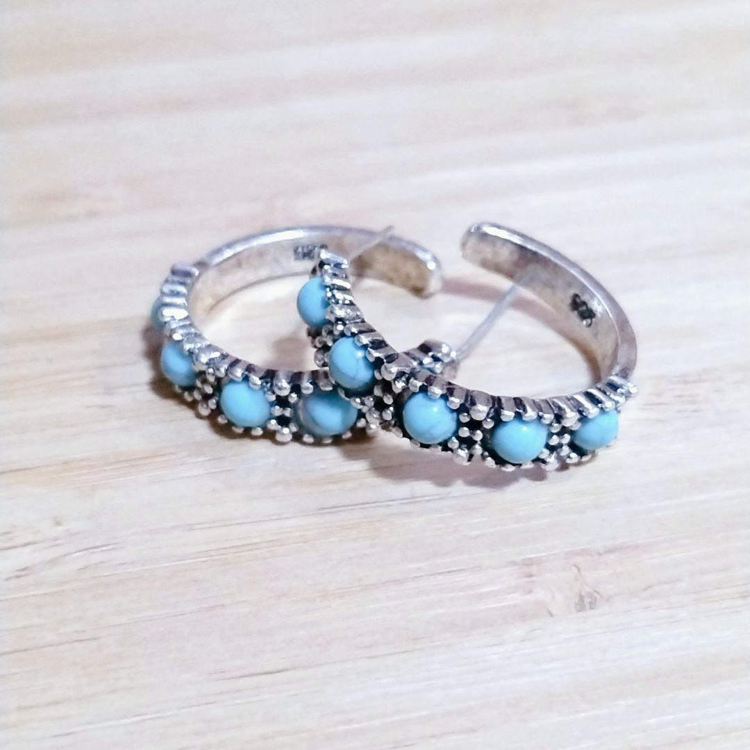 匿名配送✨新品】ターコイズ シルバーピアス インディアンジュエリー